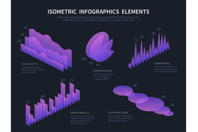 Isometric infographics elemnts. Business graphics&2C; statistics data cha