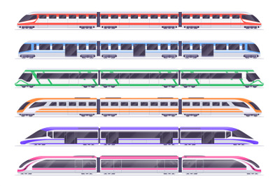 Passenger trains. Modern subway and railway train. City transportation