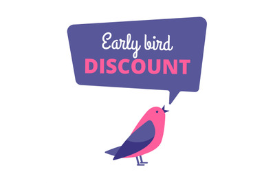 Early bird. Discount special offer&2C; sale banner. Early birds vector co