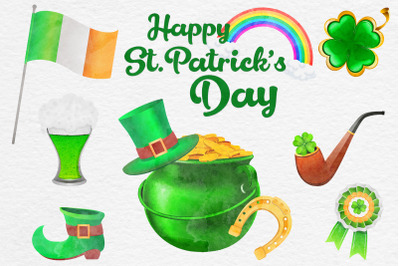 St Patricks Day Watercolor Clipart