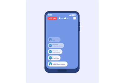 Smartphone live video stream. Streaming videos on cellphone with ui in