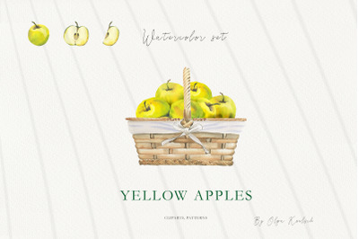 Watercolor Yellow Apples Set