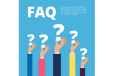 Faq concept. Businessman hands holding question marks. Quiz and online