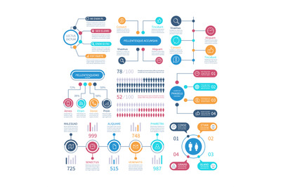 Infographic. Financial charts, workflow graph. Population infocharts.