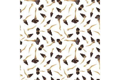 Ancient stone age tools for hunting seamless pattern