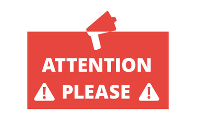 Attention please red badge or banner with megaphone vector illustratio