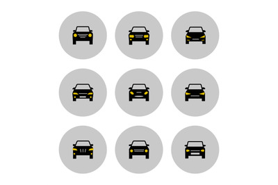 Front view cars icon with yellow lights