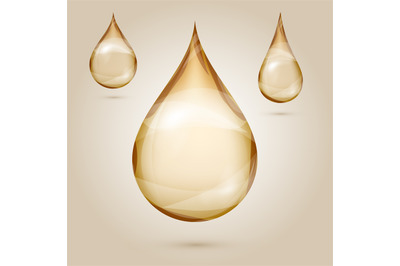 Shine yellow oil drops isolated vector illustration