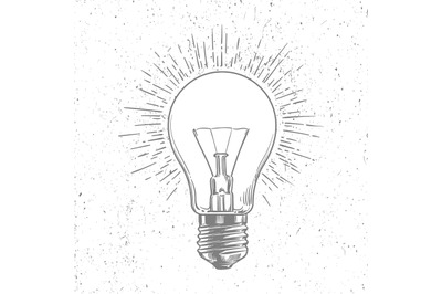 Sketch light bulb on grunge background vector poster