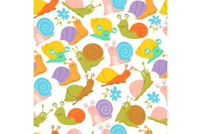 Snail seamless pattern. Fashion kids endless vector texture for fabric