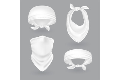 White bandana. Cowboy or biker face scarf&2C; bandanna. Blank handkerchie