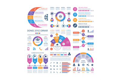 Infographic template. Financial investment graphs, process timeline or