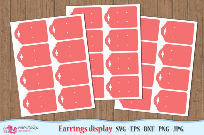 Earring Display Card SVG, Eps, Dxf, Png and Jpg