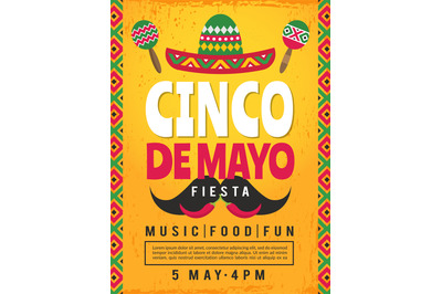 Poster of mexican fiesta. Design template of party invitation