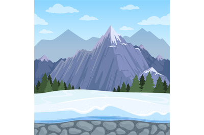 Mountain seamless background. Outdoor cartoon hills landscape of relie