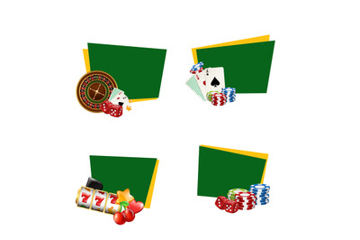 Vector casino gamble stickers with place for text