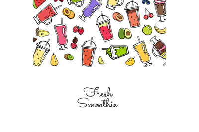 Vector doodle colored smoothie drink background illustration