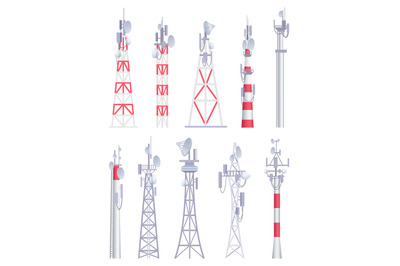 Communication tower. Cellular broadcasting tv wireless radio antena sa