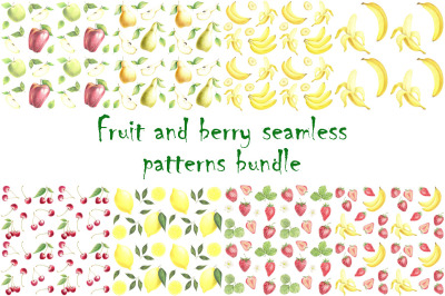 Fruit and berry seamless patterns bundle