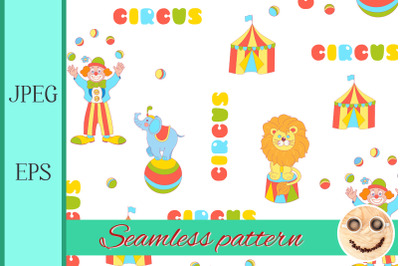 Cheerful circus vector seamless pattern.