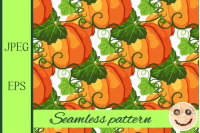 Seamless pattern with fall orange pumpkin.