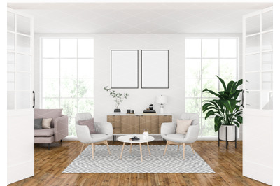 Interior scene - artwork background - frame mockup