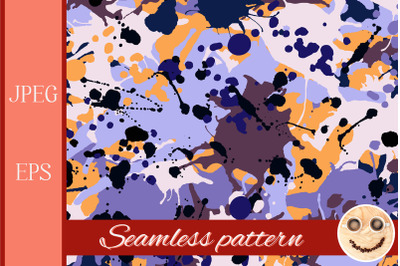 Purple lilac orange brown ink seamless pattern.