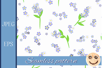 Forget-me-not flowers on the white seamless pattern.