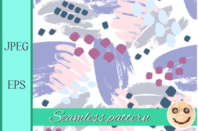 Purple pink hand drawn paint lines seamless pattern.