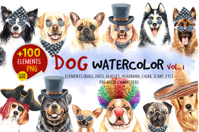 Dog watercolor.Animal Clipart