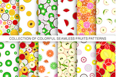 Set of colorful fruits patterns