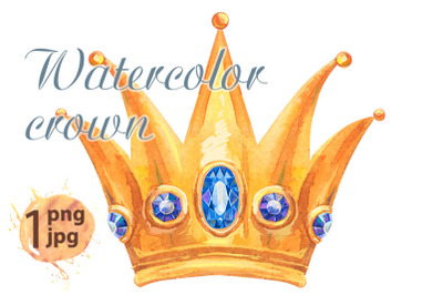 Watercolor golden crown Princess