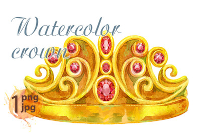 Watercolor golden crown Princess
