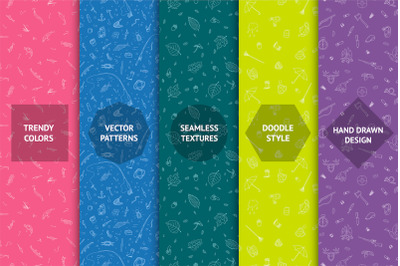 Doodle colorful hand drawn patterns