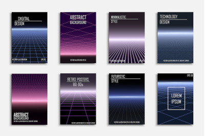 Futuristic abstract digital posters