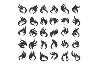 Fire Flame Icon Set. Vector Illustration