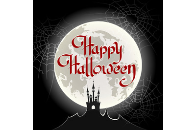 Happy Halloween Poster Drawn in Retro Style. Vector illustration