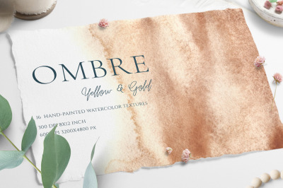 Watercolor Ombre Yellow &amp; Gold Texture Backgrounds