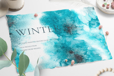 Watercolor Winter Frost Texture Background