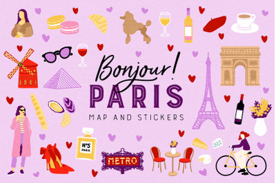 Paris map and stickers
