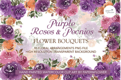 Purple Floral Watercolor Bouquet