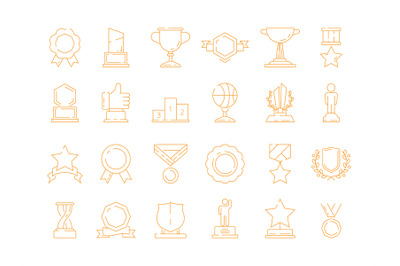 Trophy icon. Award cup quality sport winners rewards vector signs thin