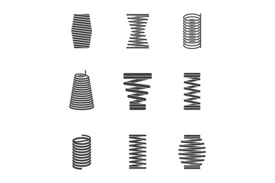 Flexible steel spiral. Metal bended wire coils shape elastic and compa