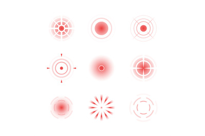 Pain red rings. Male female headache bones painful target vector radia