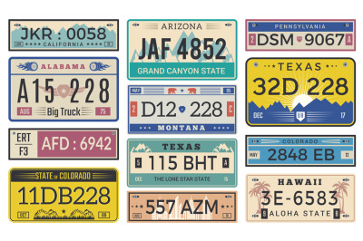 Automobile plate license. Utah usa or indiana different state car regi