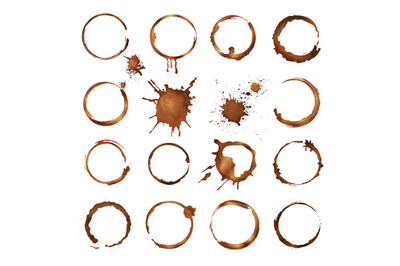 Coffee circles. Dirty rings splashes and drops from tea or coffee cup