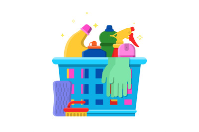 Cleaning bottles basket. Detergent laundry service chemical items fres