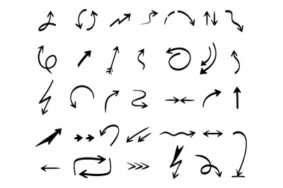 Arrows collection. Hand drawing abstract shapes coordination direction