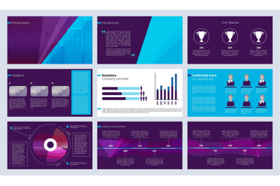 Slideshow template. Business magazine pages or annual report designs w