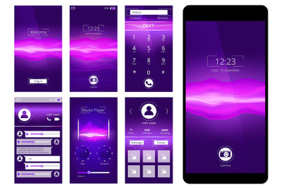 Mobile ui. Design template interface of smartphone application app but